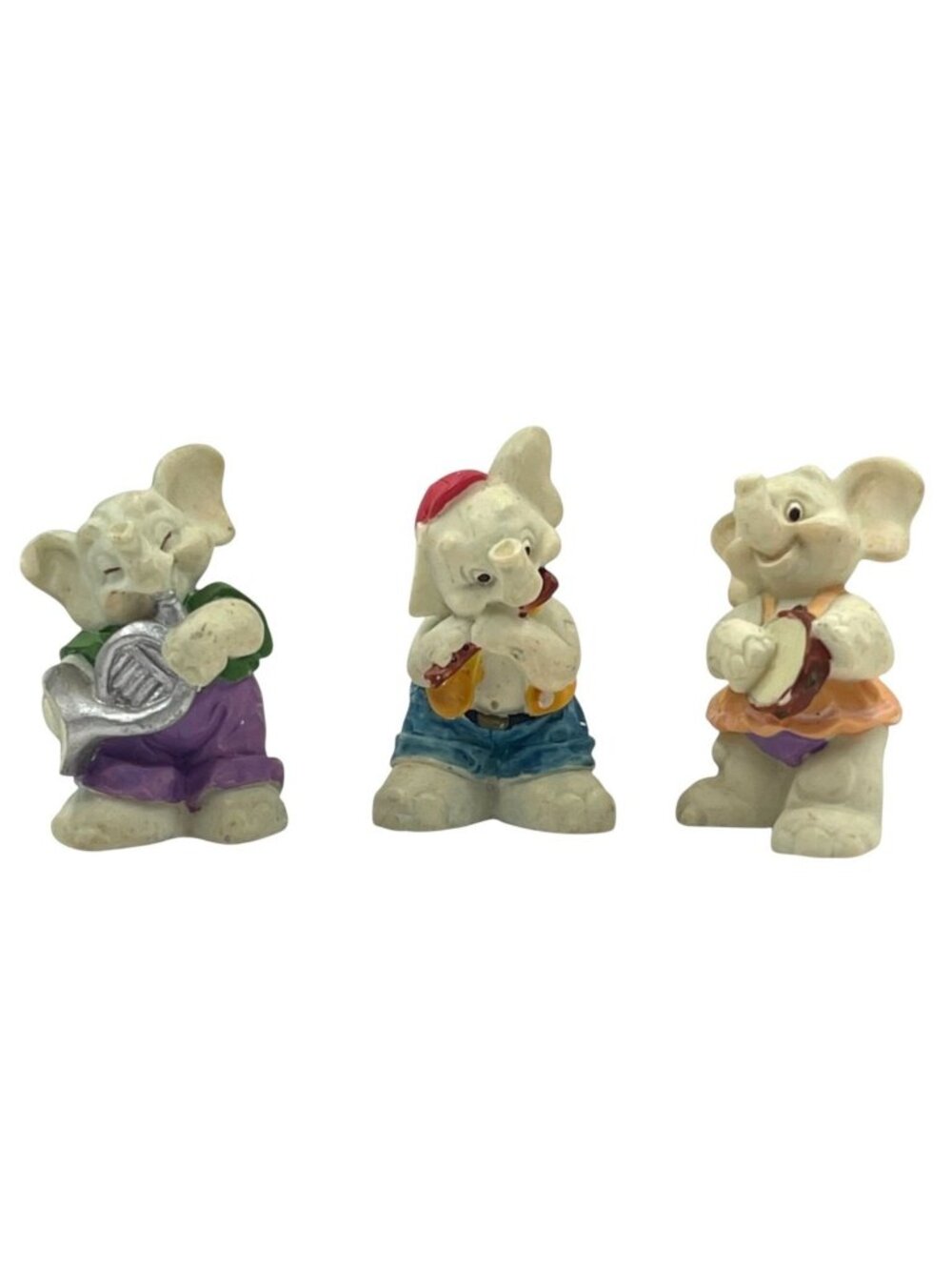 Adorable Retro Elephant Musicians Collectible Figures Decor Feng Shui ©94 J.C.